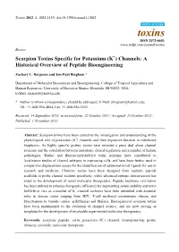 (K+) Channels: a Historical Overview of Peptide Bioengineering