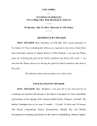 LOK SABHA ___ SYNOPSIS of DEBATES (Proceedings Other Than