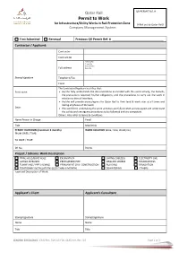 Permit to Work ______For Infrastructure/Utility Works in Rail-Protection-Zone (Filled out by Qatar Rail) Company Management System