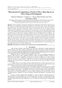 Phytochemical Compositions of Fruits of Three Musa Species at Three Stages of Development