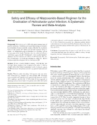 Safety and Efficacy of Nitazoxanide-Based Regimen for the Eradication of Helicobacter Pylori Infection: a Systematic Review and Meta-Analysis