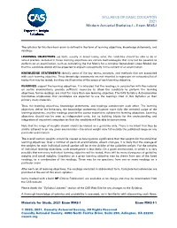 SYLLABUS of BASIC EDUCATION 2021 Modern Actuarial Statistics-I – Exam MAS-I