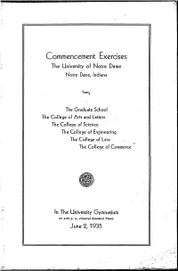 University of Notre Dame Commencement Program