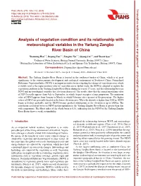 Analysis of Vegetation Condition and Its Relationship with Meteorological Variables in the Yarlung Zangbo River Basin of China