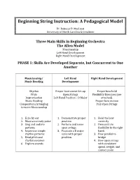 Beginning String Instruction.Pedagogical Model