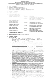 February 25, 2020 Business Session Minutes