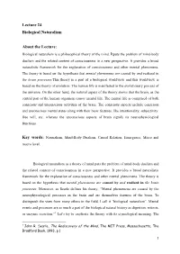 Lecture 24 Biological Naturalism About the Lecture