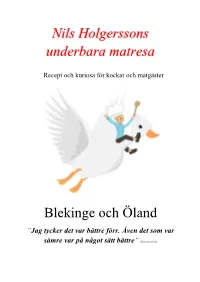 Nils Holgerssons Underbara Matresa Blekinge Och Öland