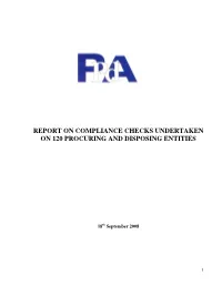 Report on Compliance Checks Undertaken on 120 Procuring and Disposing Entities