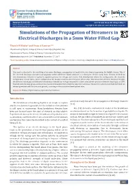 Simulations of the Propagation of Streamers in Electrical Discharges in a 5Mm Water Filled Gap