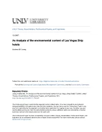 An Analysis of the Environmental Content of Las Vegas Strip Hotels