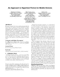 An Approach to Hypertext Fiction for Mobile Devices