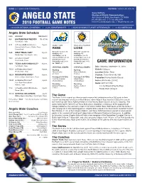 ANGELO STATE DEPTH CHART Vs. TEXAS A&M-COMMERCE