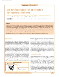 MR Defecography for Obstructed Defecation Syndrome