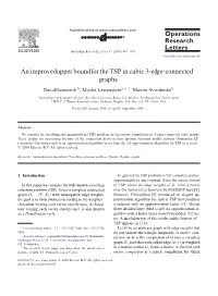 Operations Research Letters an Improved Upper Bound for the TSP in Cubic 3-Edge-Connected Graphs