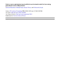 Particle Swarm Optimization Based Artificial Neural