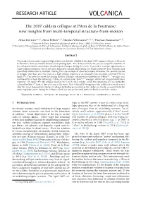 The 2007 Caldera Collapse at Piton De La Fournaise: New Insights from Multi-Temporal Structure-From-Motion