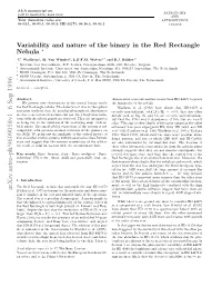 Variability and Nature of the Binary in the Red Rectangle Nebula