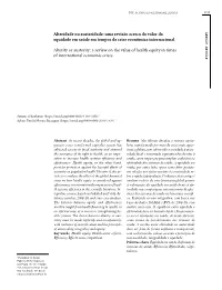 Alterity Or Austerity: a Review on the Value of Health Equity in Times Ticle of International Economic Crises