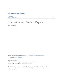 Eximbank Exporter Assistance Program Peter C