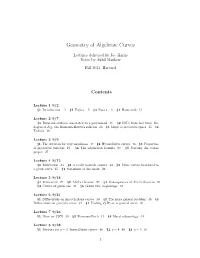 Geometry of Algebraic Curves
