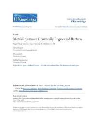 Metal-Resistance Genetically Engineered Bacteria Digital Object Identifier