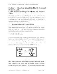 Module 1 Reactions Using Chiral Lewis Acids and Brønsted Acids