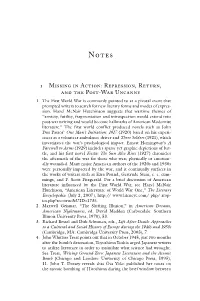 1 Missing in Action: Repression, Return, and the Post-War Uncanny 1