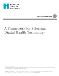 A Framework for Selecting Digital Health Technology