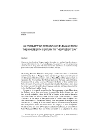 An Overview of Research on Phrygian from the Nineteenth Century to the Present Day