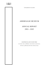 Ashmolean Museum Annual Report 2001—2002