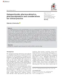 Gabapentinoids: Pharmacokinetics, Pharmacodynamics and Considerations for Clinical Practice