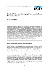 Student Voice: an Emerging Discourse in Irish Education Policy