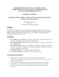 Subcommittee on Space and Aeronautics Committee on Science, Space, and Technology U.S