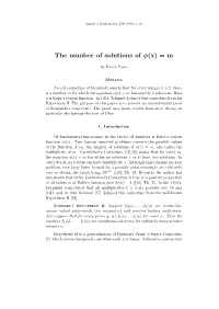 The Number of Solutions of Φ(X) = M