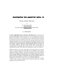 Theory of Mirror Telescopes. K. Schwarzschild