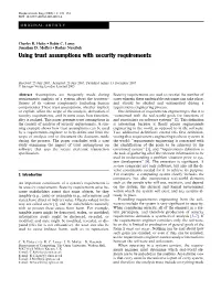 Using Trust Assumptions with Security Requirements