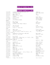 Week of March 22, 2021