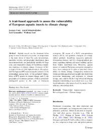 A Trait-Based Approach to Assess the Vulnerability of European Aquatic Insects to Climate Change
