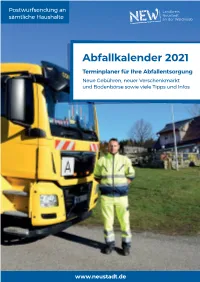 Abfallkalender 2021 Terminplaner Für Ihre Abfallentsorgung Neue Gebühren, Neuer Verschenkmarkt Und Bodenbörse Sowie Viele Tipps Und Infos