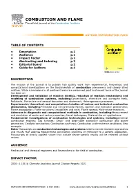 COMBUSTION and FLAME the Official Journal of the Combustion Institute