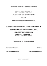 Phylogeny and Population Dynamics in European Reticulitermes and Kalotermes Genera (Insecta, Isoptera)