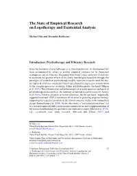 The State of Empirical Research on Logotherapy and Existential Analysis