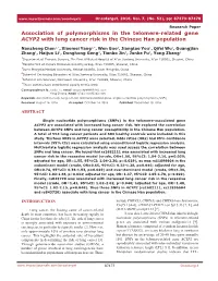 Association of Polymorphisms in the Telomere-Related Gene ACYP2 with Lung Cancer Risk in the Chinese Han Population