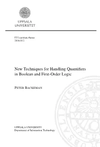 New Techniques for Handling Quantifiers in Boolean and First