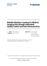 Reliable Machine Learning for Medical Imaging Data Through Automated Quality Control and Data Harmonization