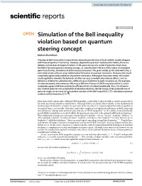 Simulation of the Bell Inequality Violation Based on Quantum Steering Concept Mohsen Ruzbehani