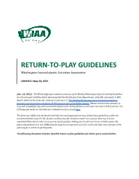 Sport-Specific Return to Play Guidelines