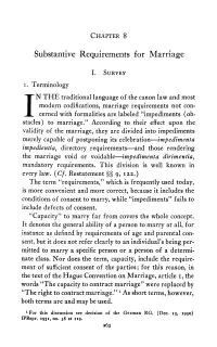 Substantive Requirements for Marriage