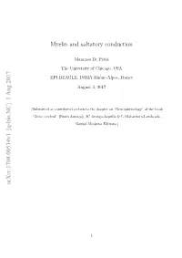 Arxiv:1708.00534V1 [Q-Bio.NC] 1 Aug 2017 Myelin and Saltatory Conduction